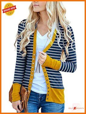 Button Down Long Sleeve Ribbed Cardigan Sweater Open Front